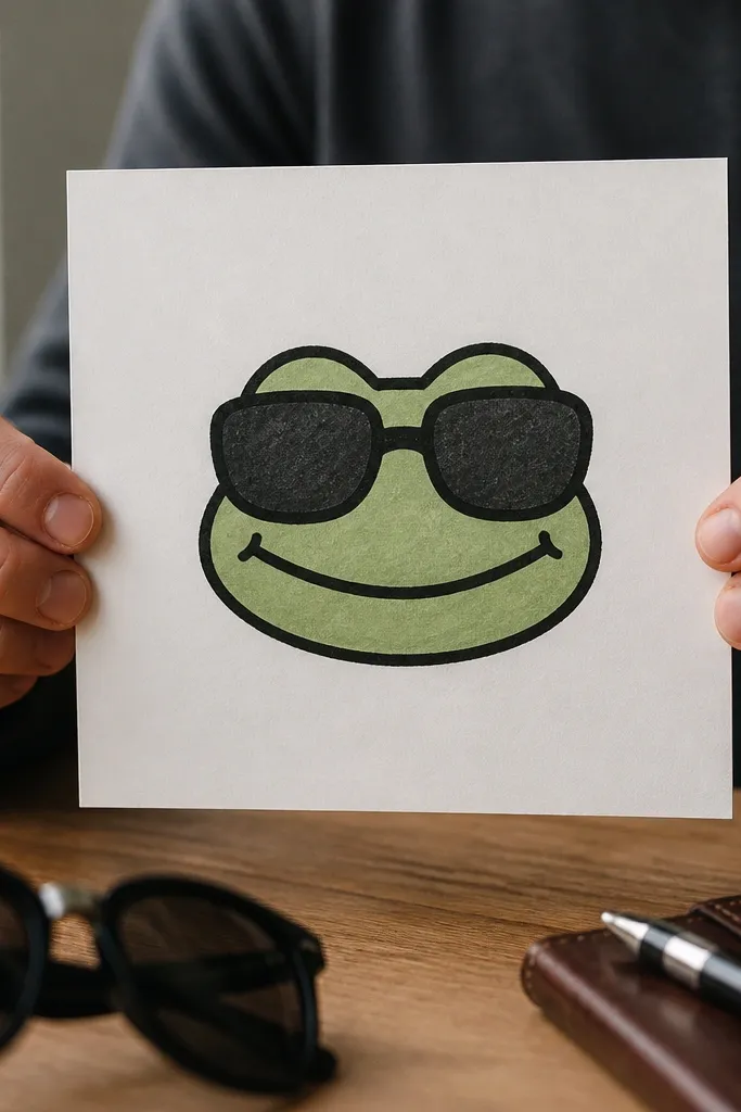 A frog with big eyes wearing dark sunglasses