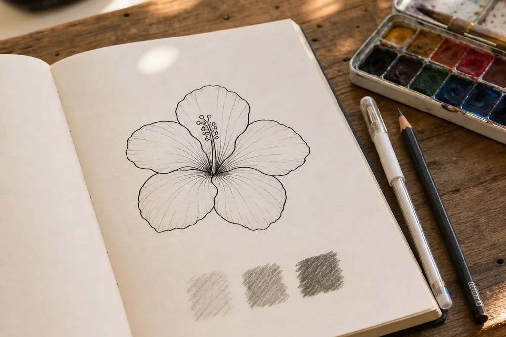 20 Easy Hibiscus Flower Drawings for Beginners