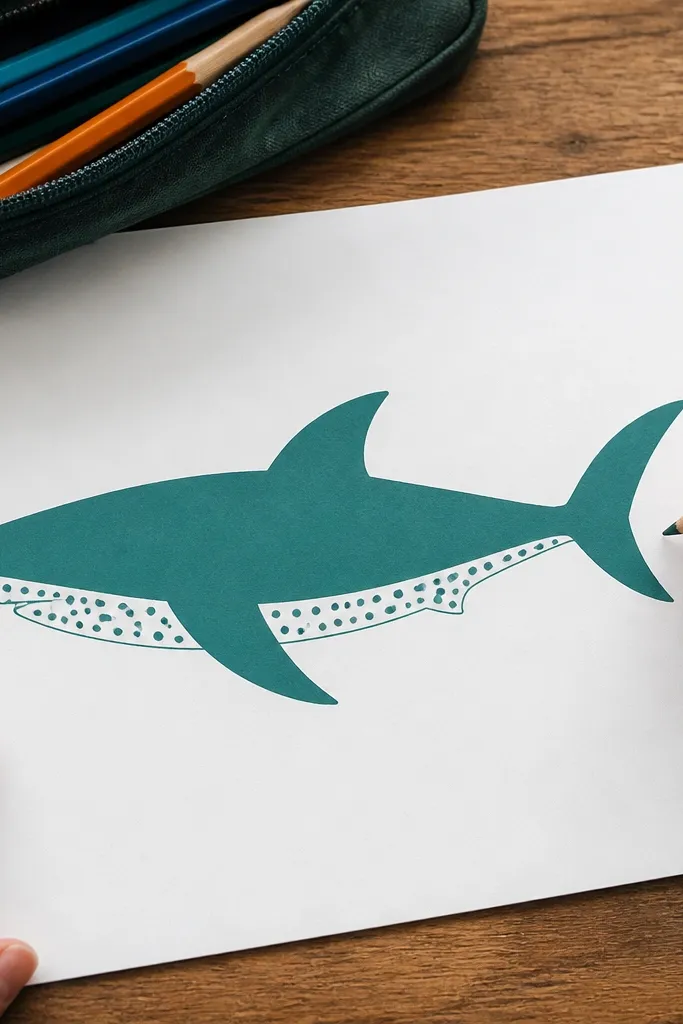 Shark body with dotted belly pattern and simple side profile
