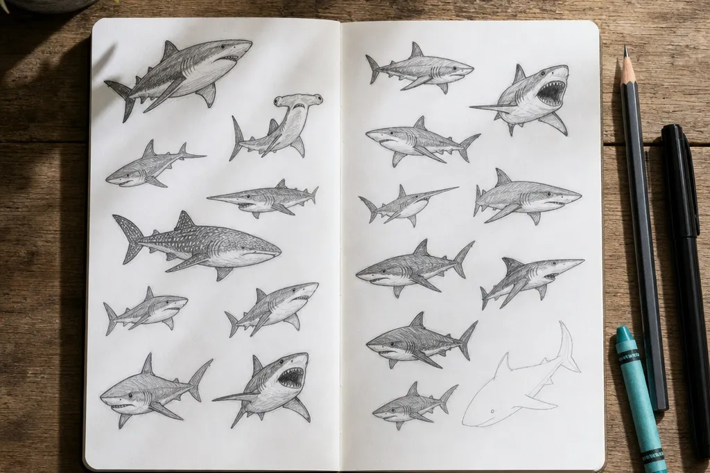 20 Easy Shark Drawings Anyone Can Master