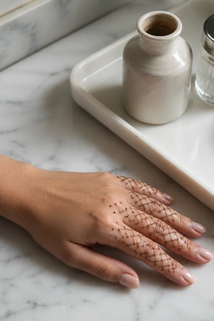 Micro net pattern covering the front finger tips with thin lines