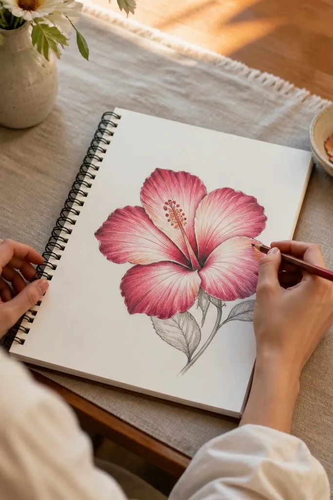 Two-tone hibiscus with ombre tips from light to dark