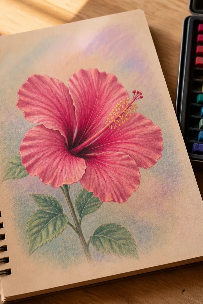 Pastel background hibiscus with clean flower silhouette