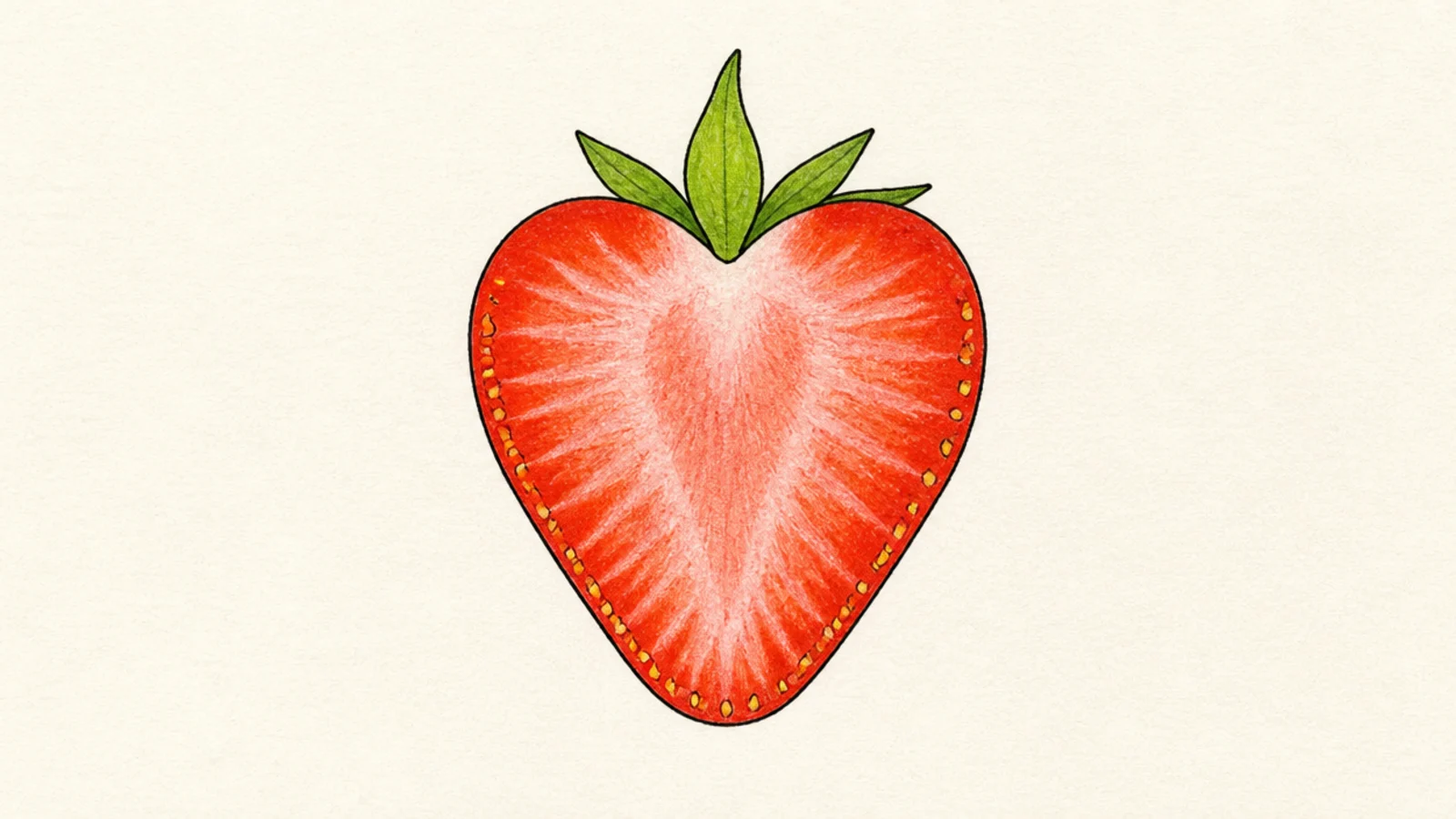 A single easy strawberry slice with a simple inner pattern