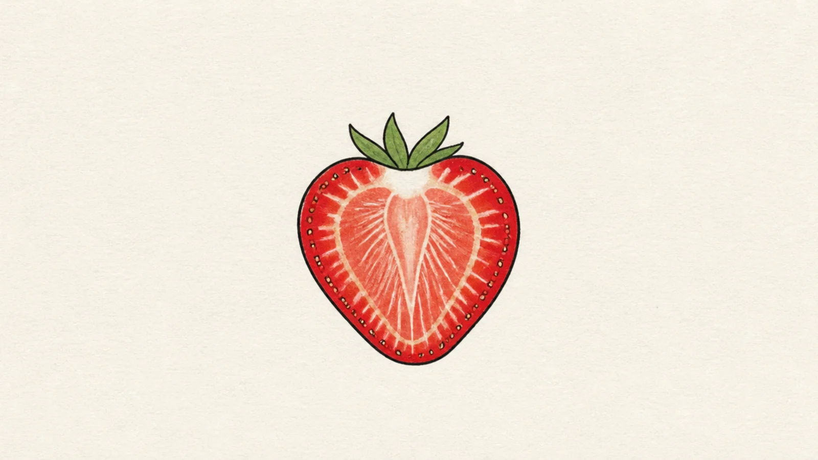 An easy strawberry cut in half showing the pale inside