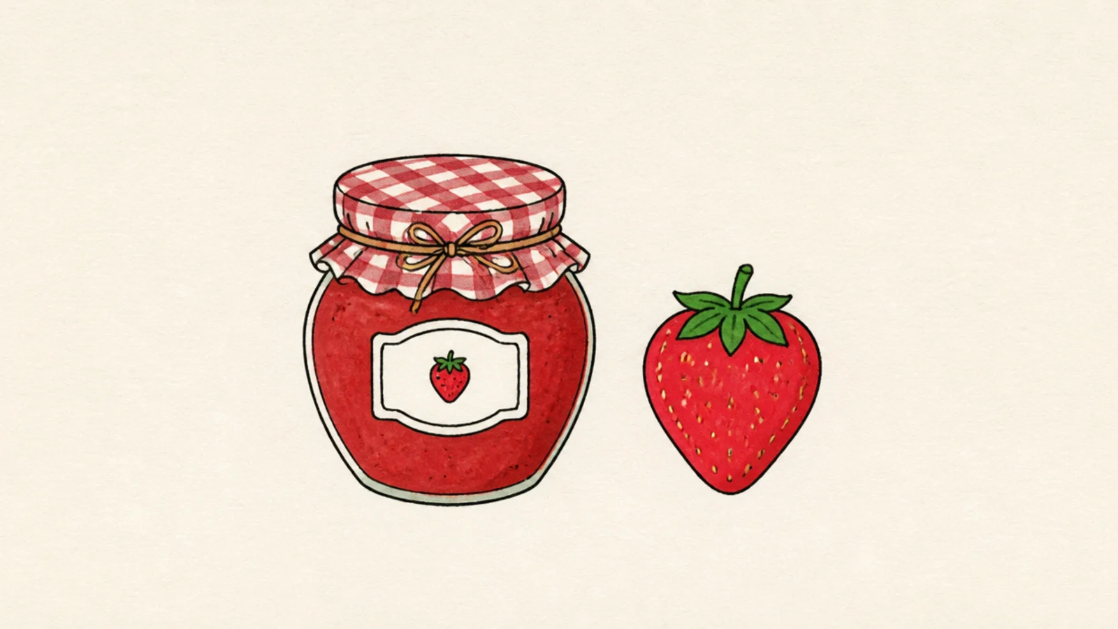 A simple jar of strawberry jam with a berry on the label