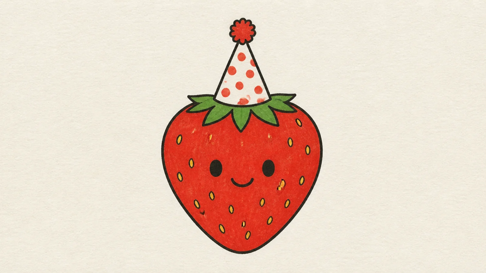 An easy strawberry wearing a little party hat