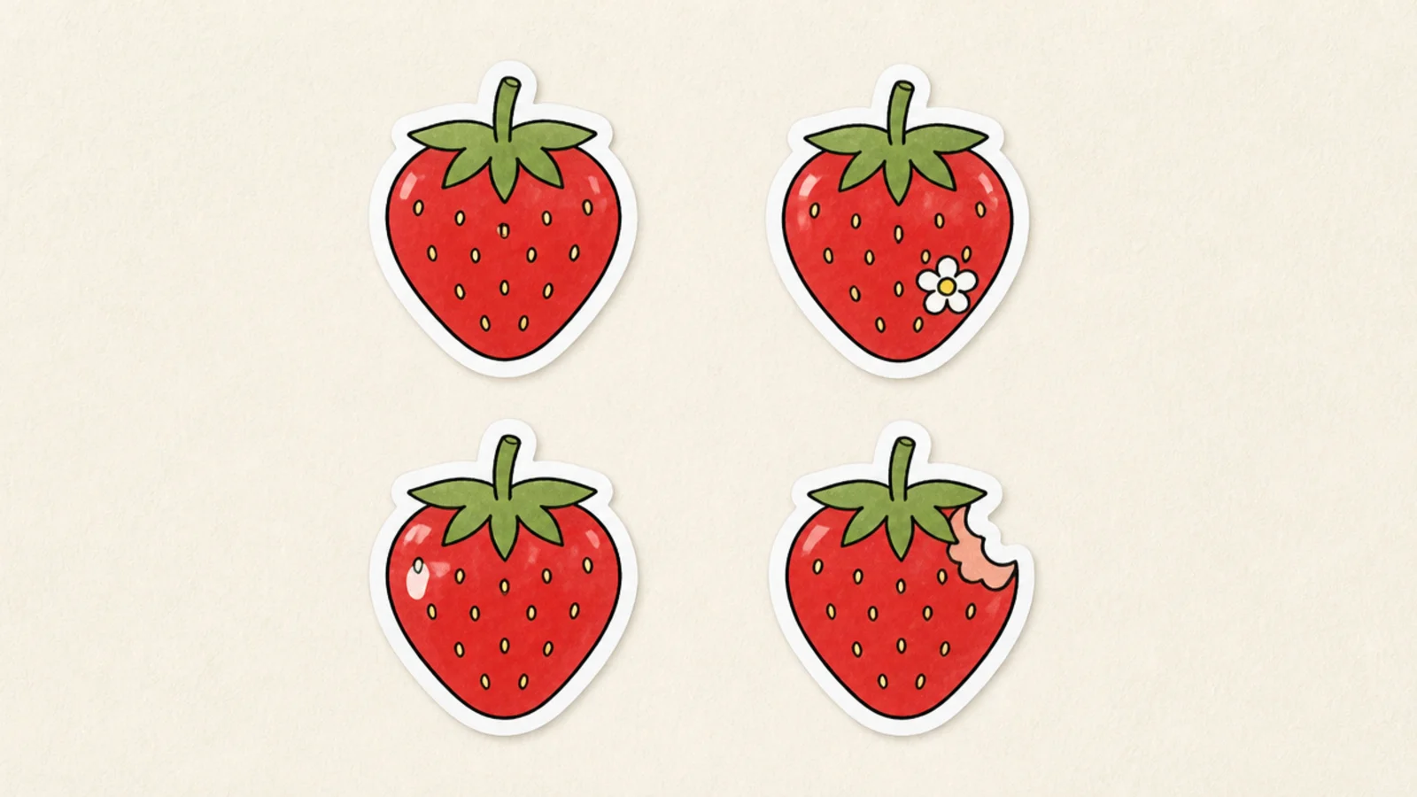 A small set of matching easy strawberry stickers