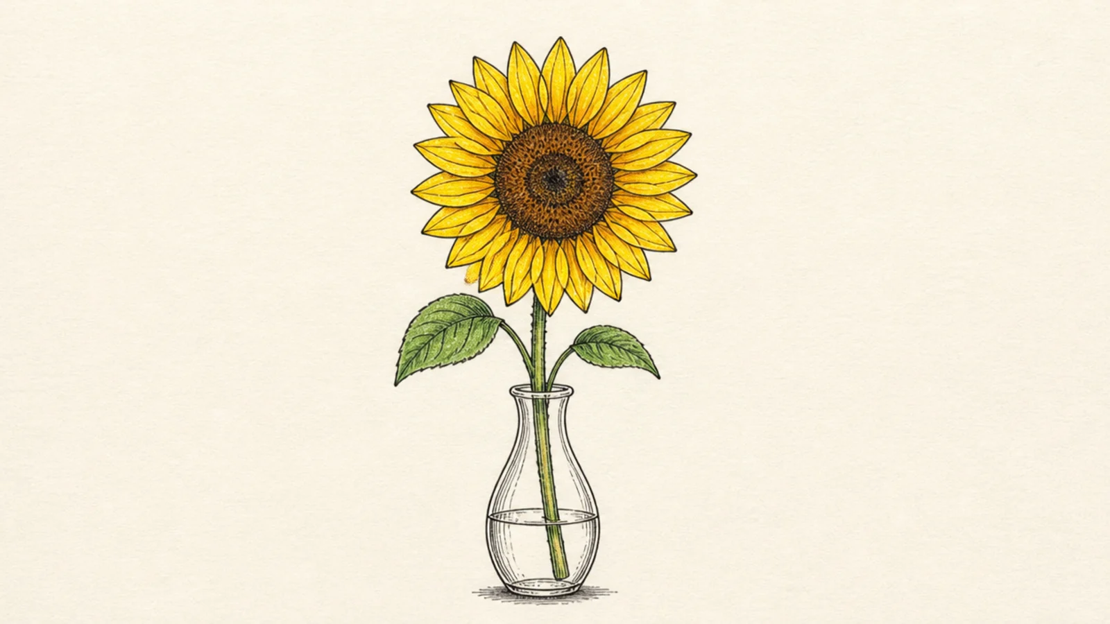 A sunflower standing in a simple vase