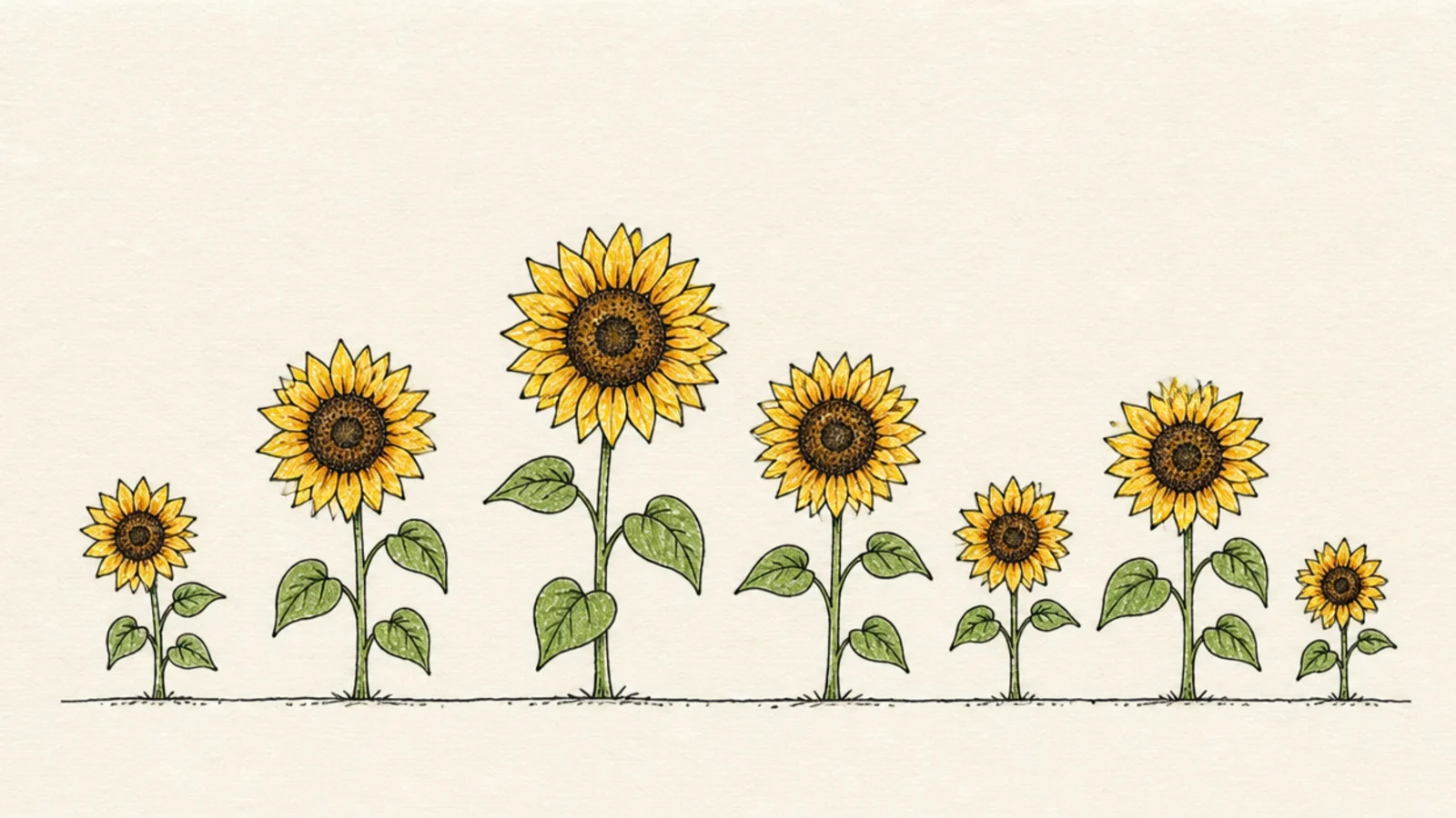 A simple row of sunflowers suggesting a field