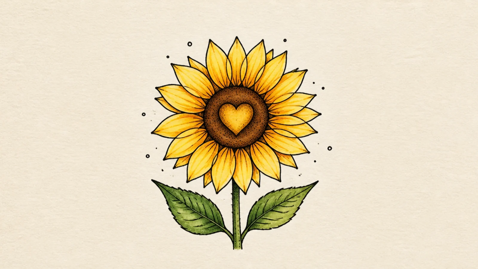 A sunflower with a small heart shape in the center