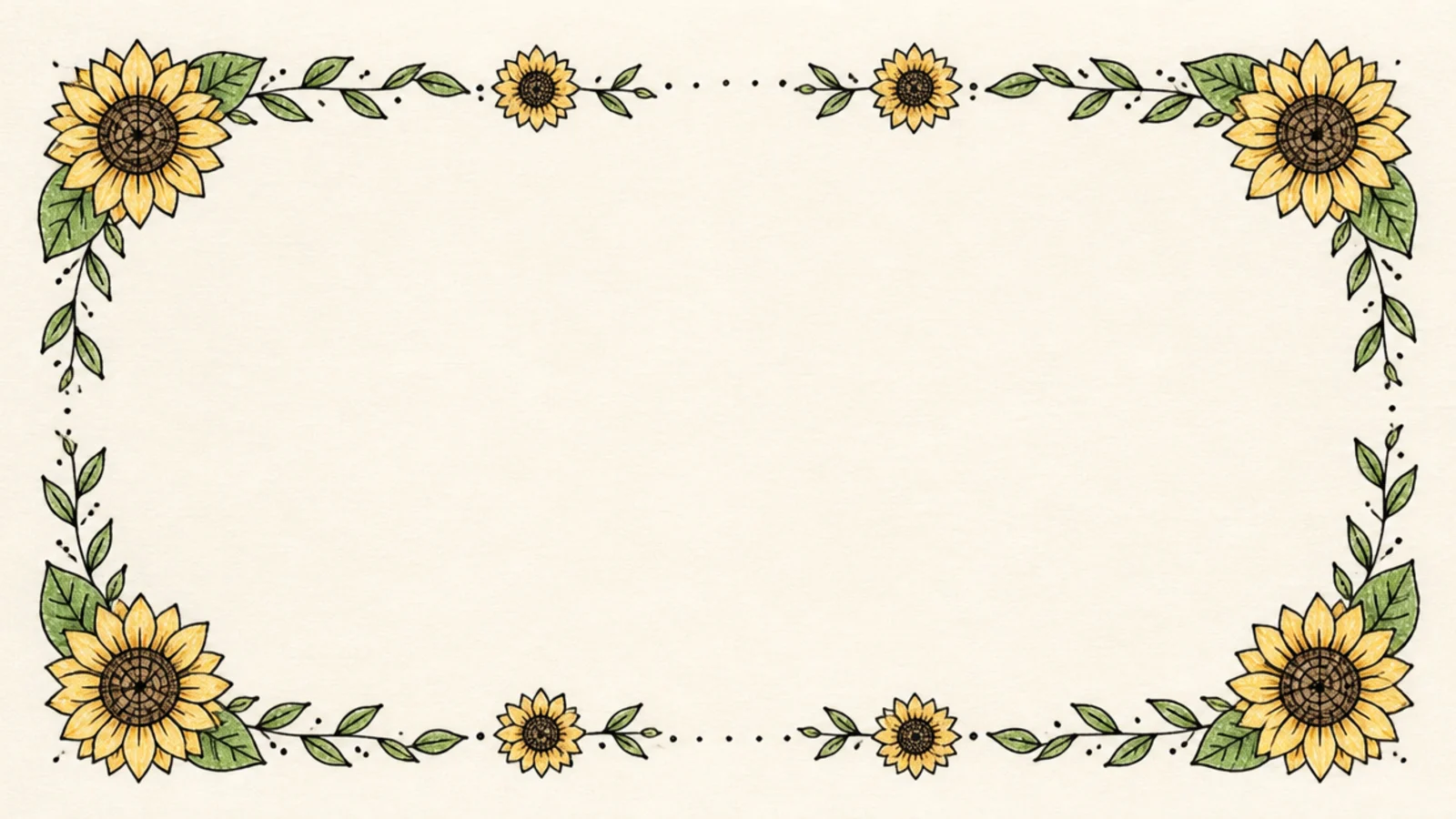 A page border made of small sunflowers and leaves