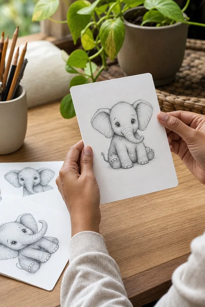 Adorable Baby Elephant Drawings to Copy