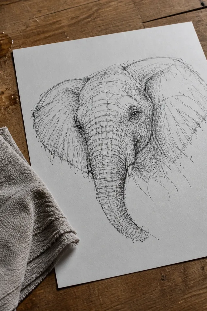 Elephant skin wrinkles shown as smooth direction lines