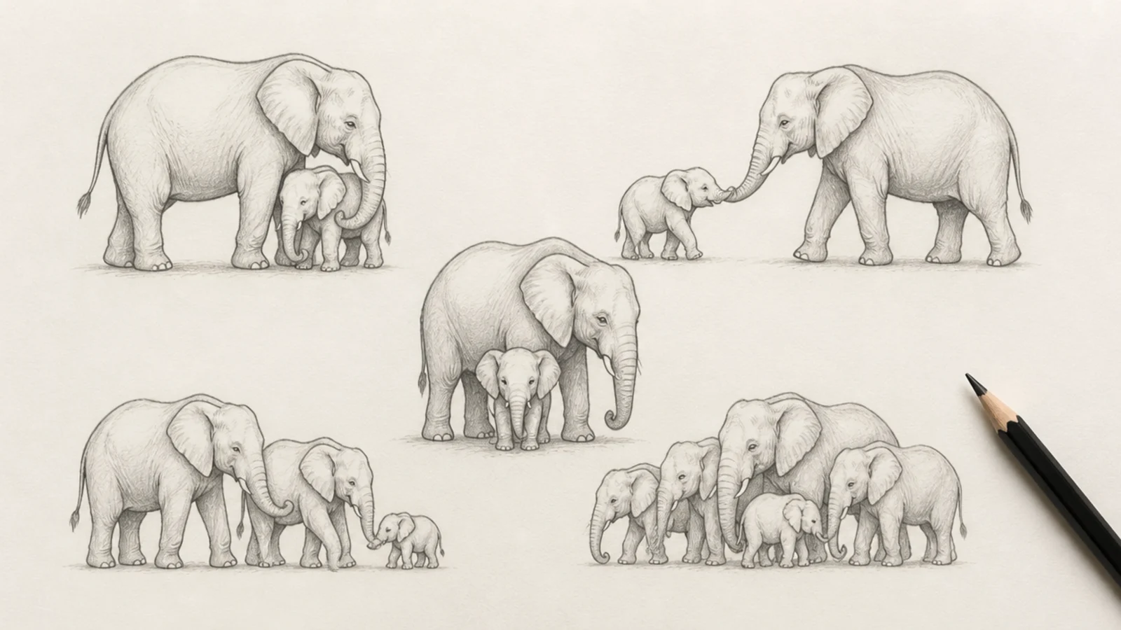 15 Heartwarming Elephant Family Drawings