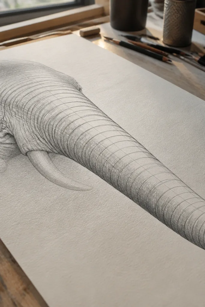 Trunk drawn with ellipse cross-sections and smooth shading gradients