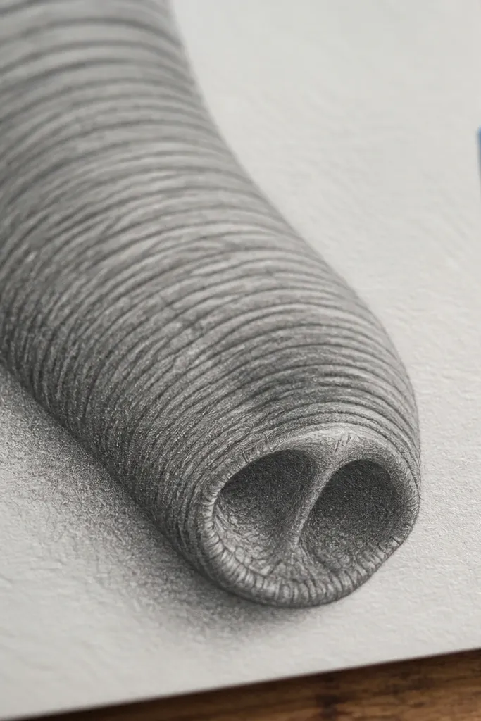 Elephant trunk tip with smooth gradient and lifted ridge highlights