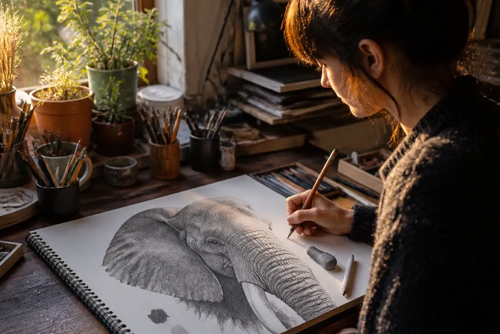 Realistic Elephant Drawings in Pencil