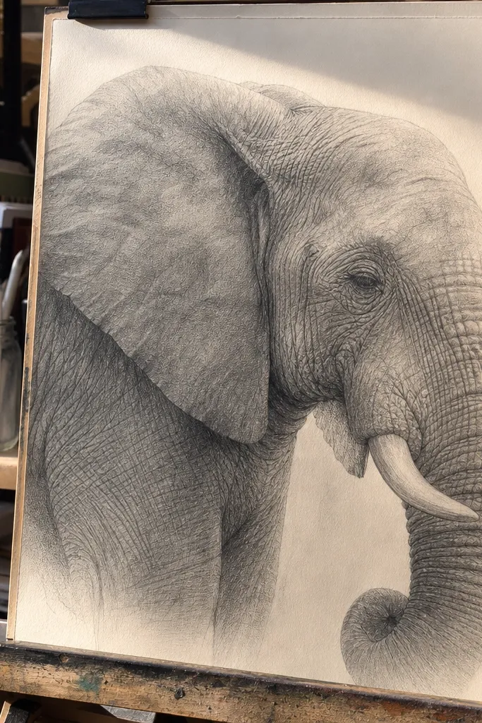 Realistic Elephant Drawings in Pencil
