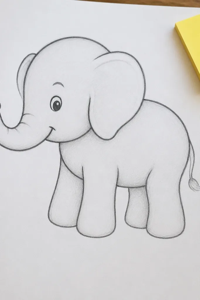 Cartoon elephant with rounded balloon-like legs and simple trunk