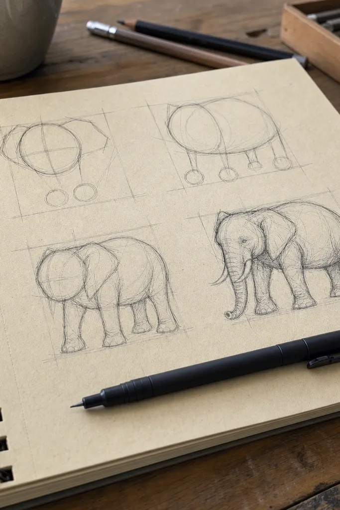 Simple Steps to Draw an Elephant Easily