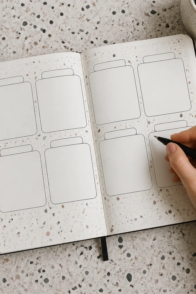 Weekly tasks on a terrazzo speckled background