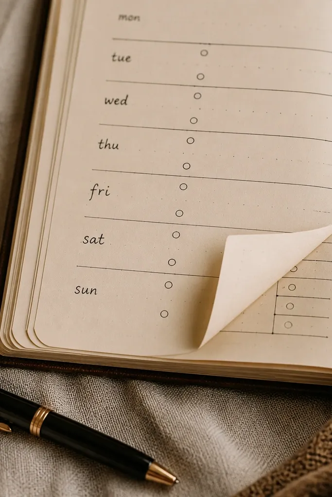 Bullet journal page with a folded-corner effect and a small sub-list box
