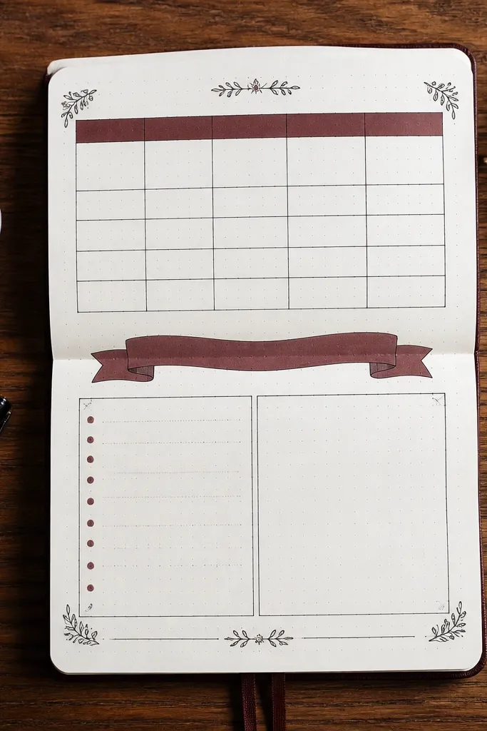 Two-section spread separated by a ribbon banner divider