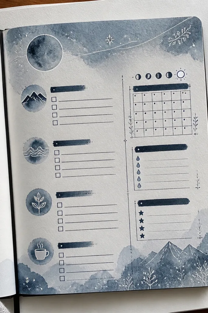 Ink wash background with white gel highlighted dots and lines
