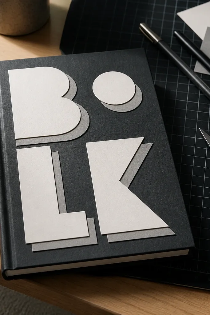 Black and off-white cut paper letters with a subtle offset shadow behind
