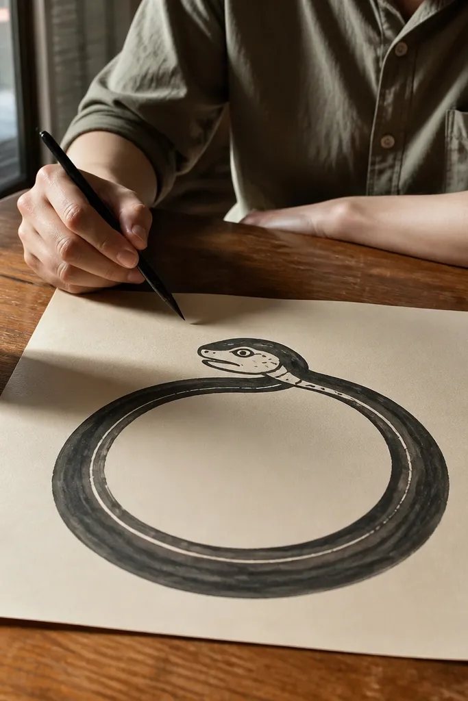 A simple looped snake body with a cute face at one end
