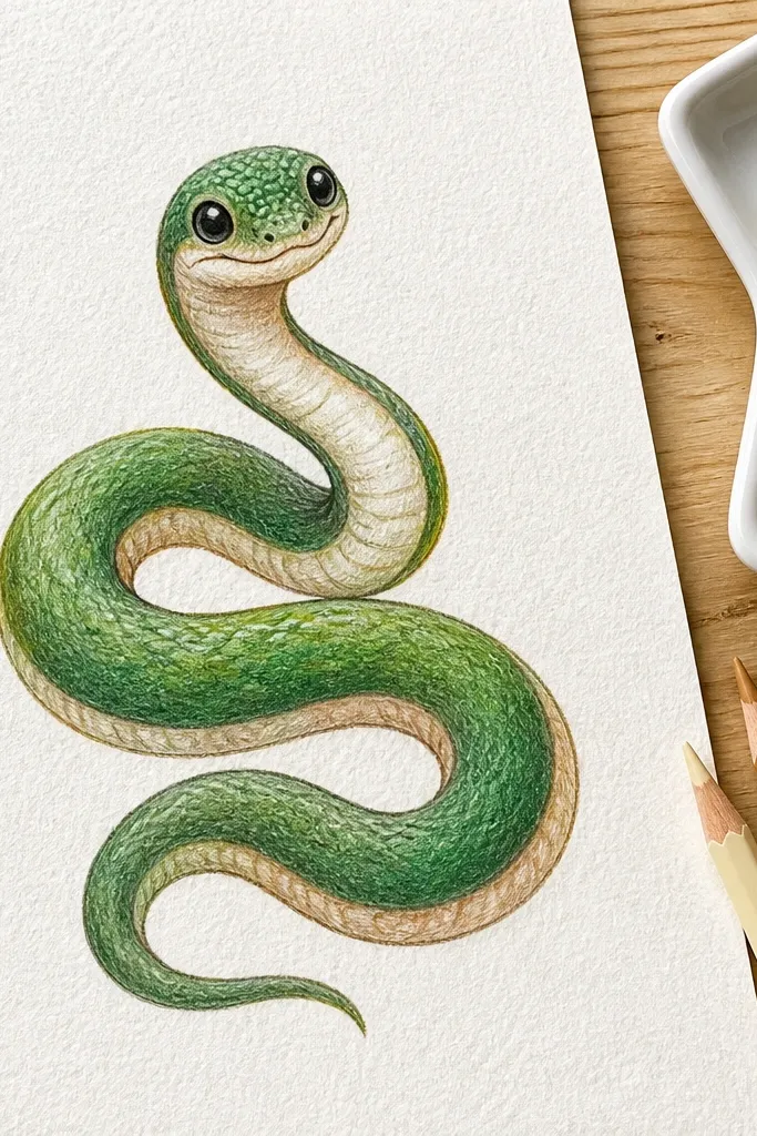 A snake with a lighter belly stripe and cute dot eyes
