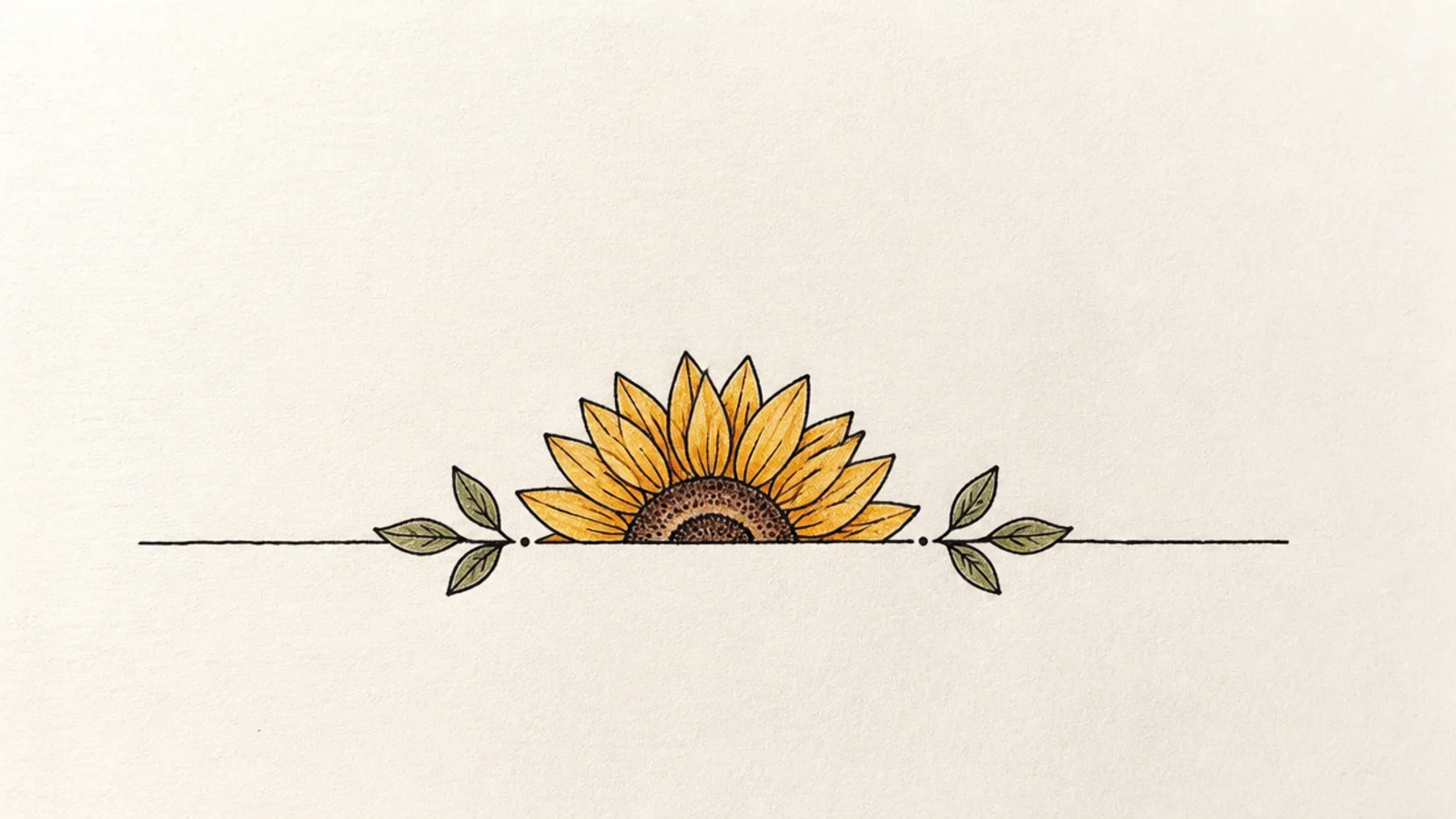 A half sunflower centered on a horizontal divider line