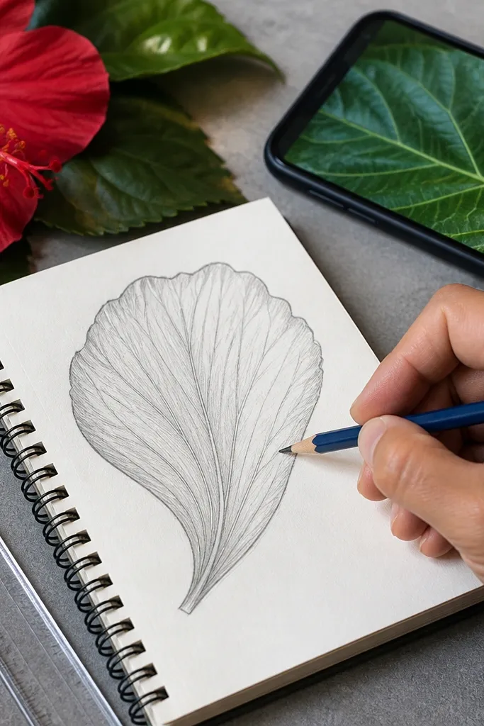 Hibiscus petals with a clear vein map of six curved lines