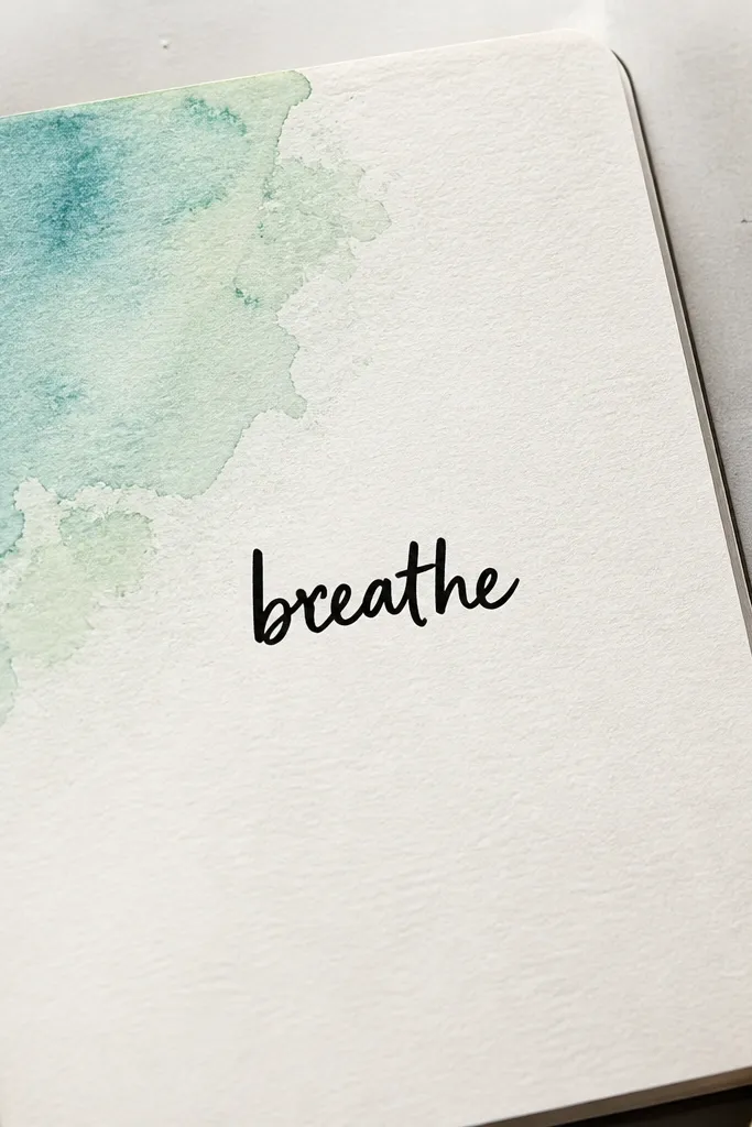 A journal page with a soft watercolor wash in the top corner and a large focus word