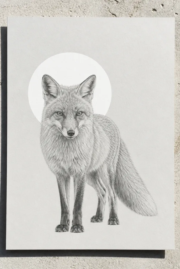 Fox ears and face with a clean halo of white space around the head