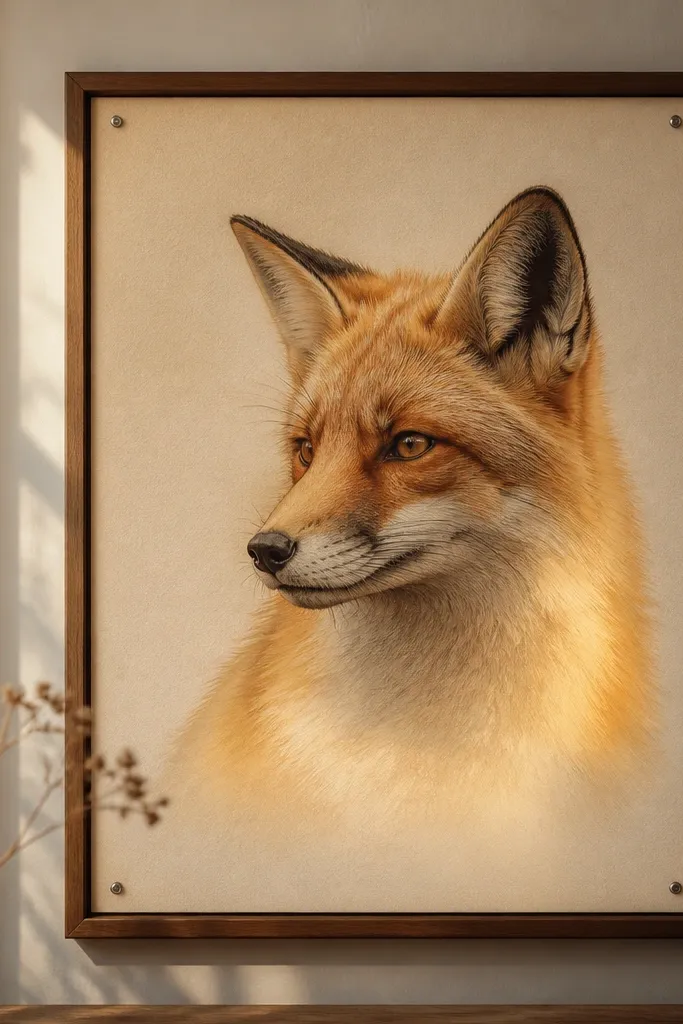 Fox with smooth gradient glow on neck and crisp face details