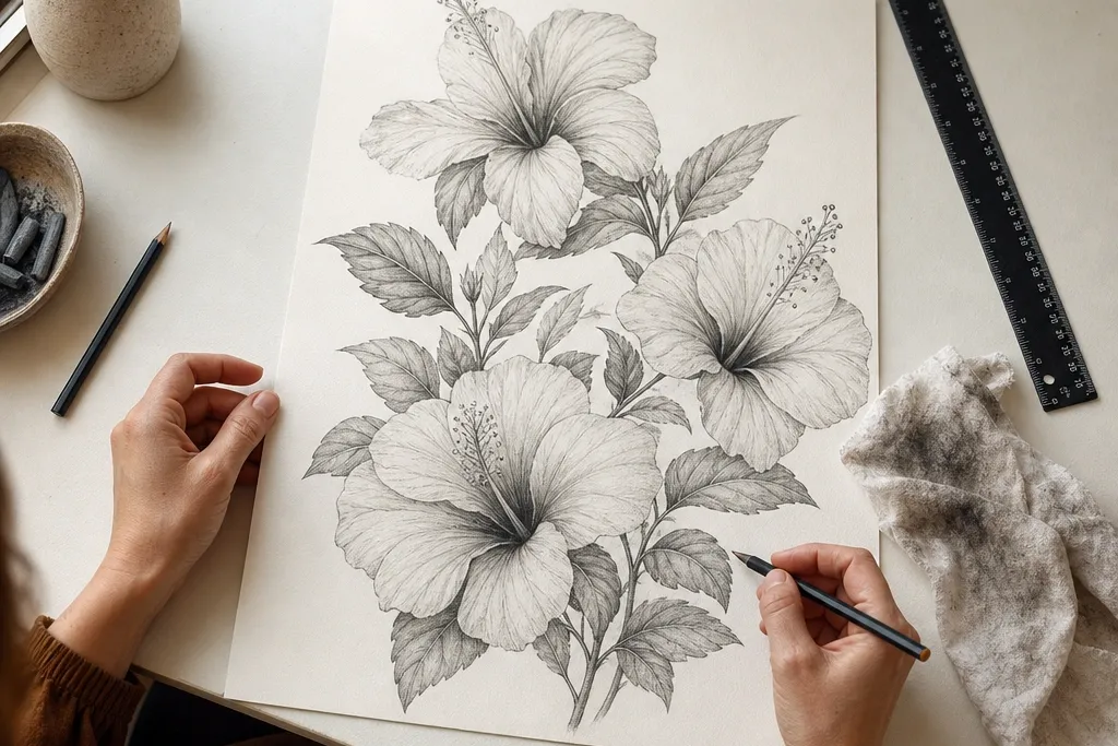 High-End Hibiscus Flower Drawing Looks