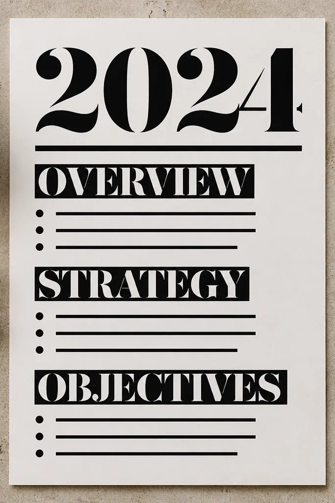Journal page with cut-out letter stickers in one color and typed-style headings