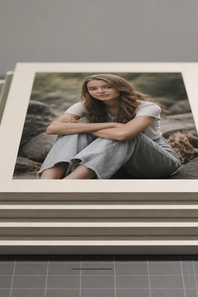 Three stacked layers with staggered cardstock steps and clean caption