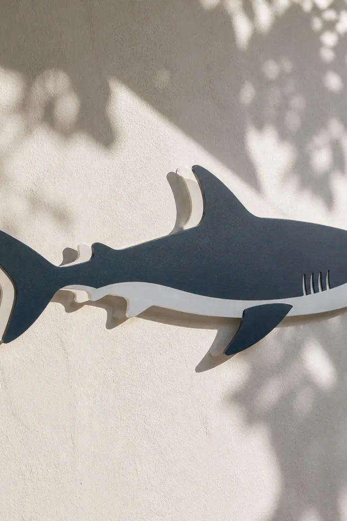 Two-tone shark with an offset shadow layer behind the main silhouette