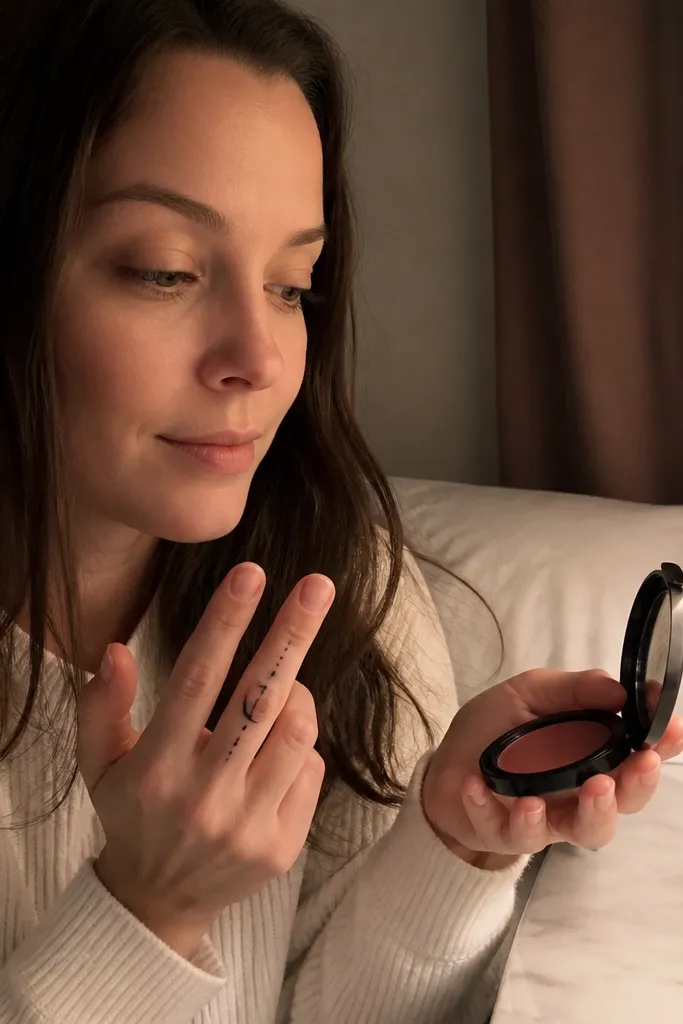A crescent moon motif in the middle of the finger with small dots around it