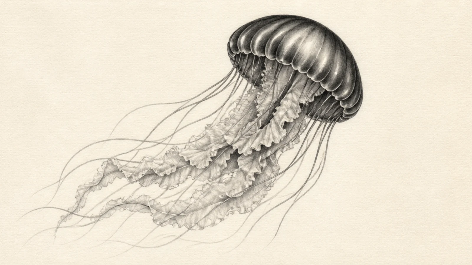 A jellyfish rendered in a full range of one color's values