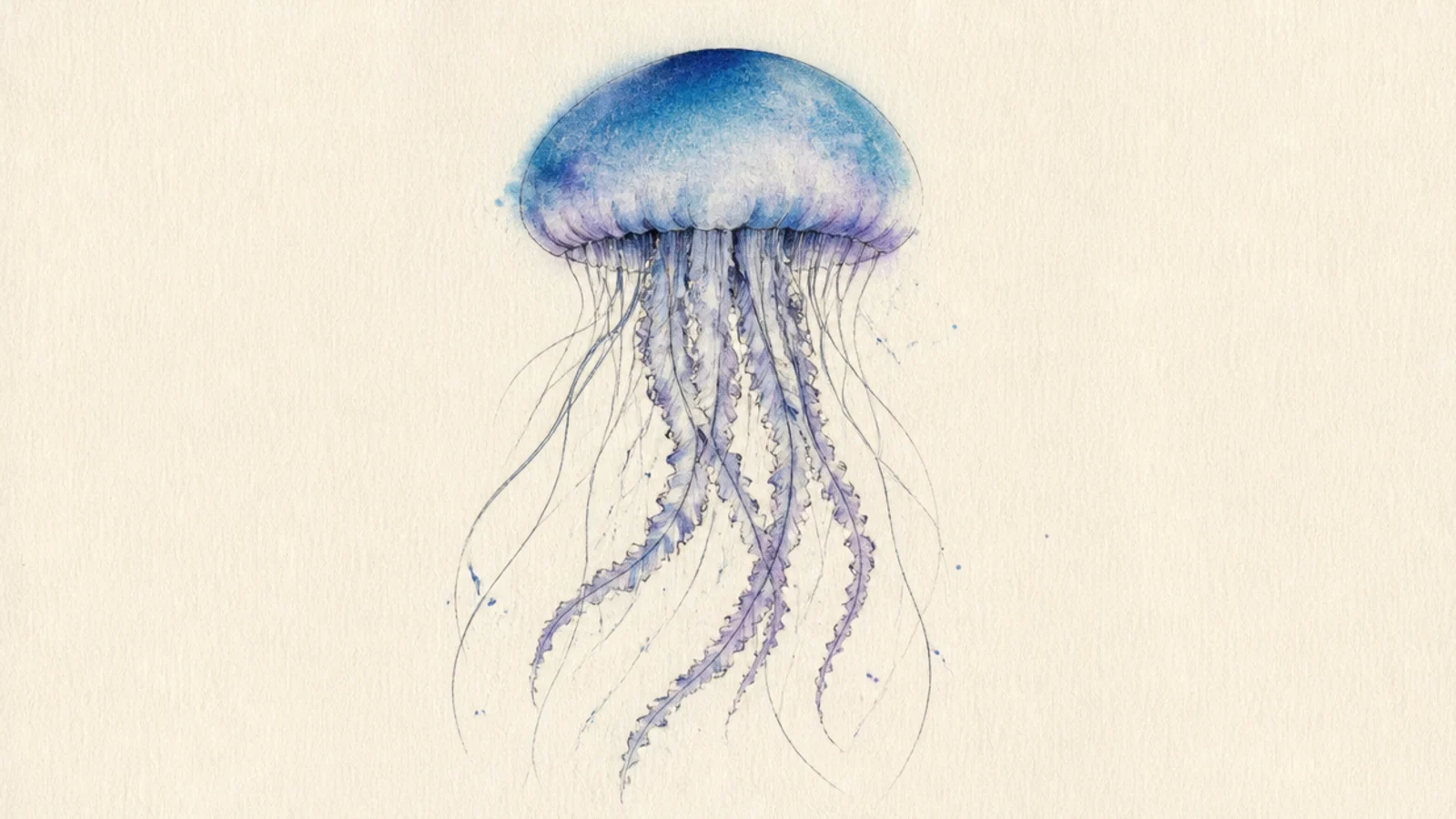 A soft-edged jellyfish created with a stencil and sprayed color