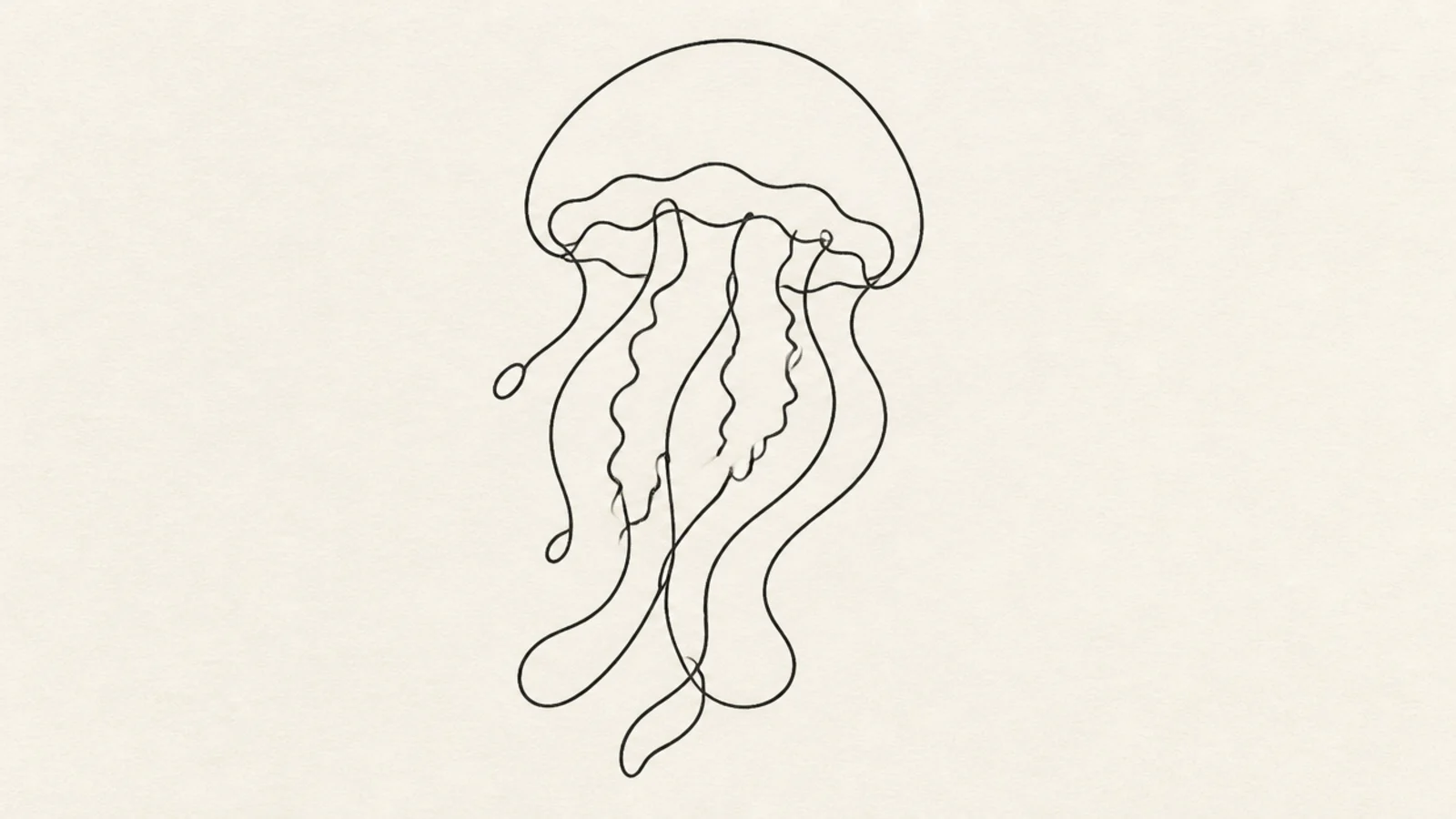 A minimalist single continuous-line jellyfish in pen