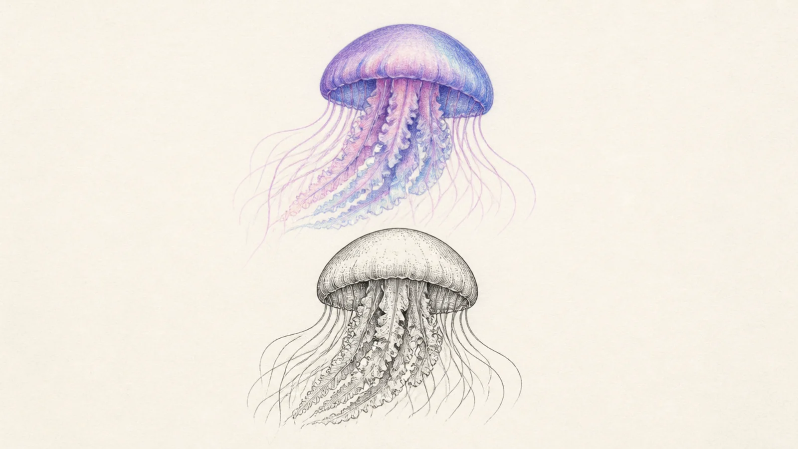 15 Colored Pencil vs Pen Jellyfish Drawings