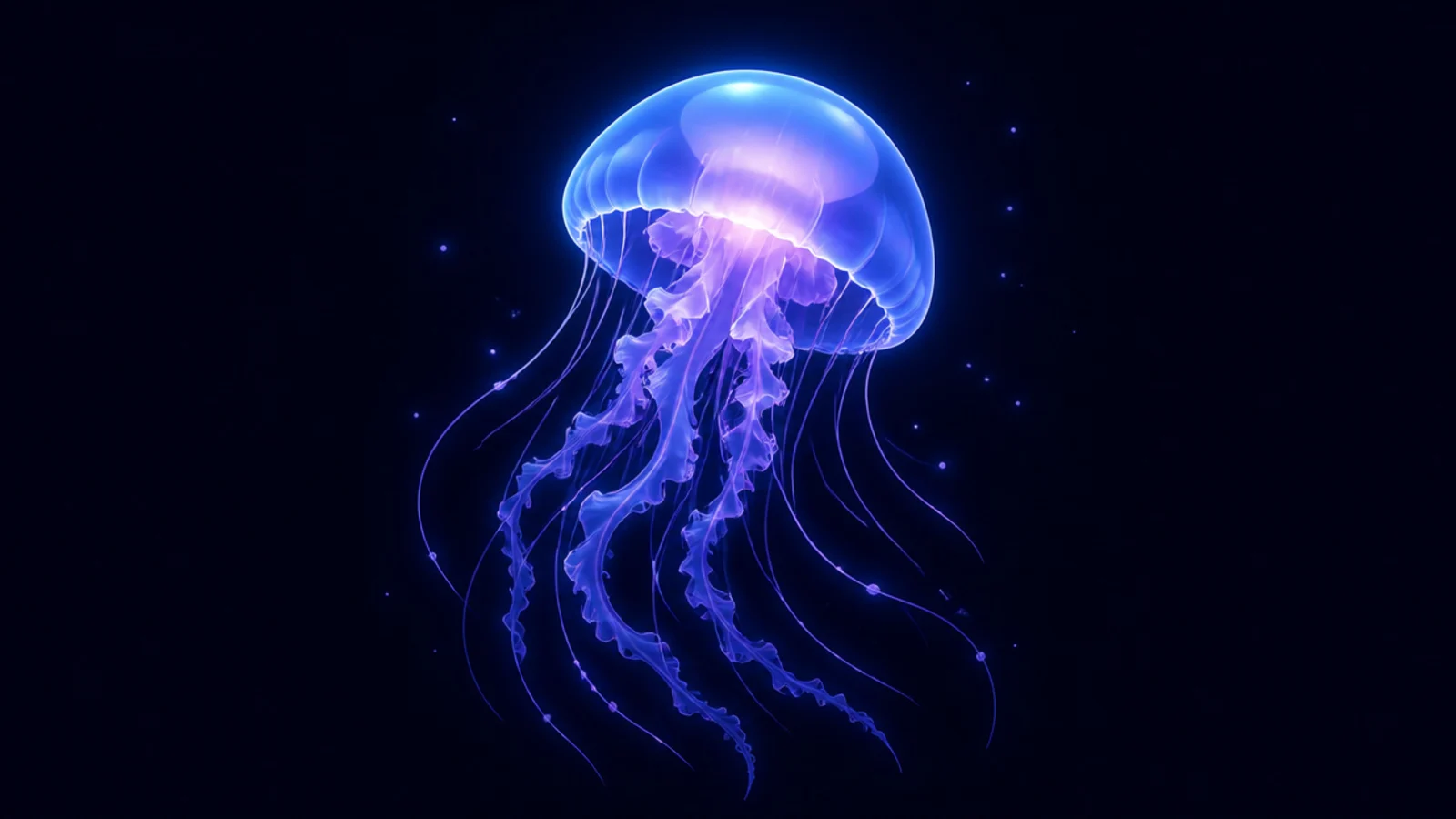 A finished glowing digital jellyfish drawn in Procreate