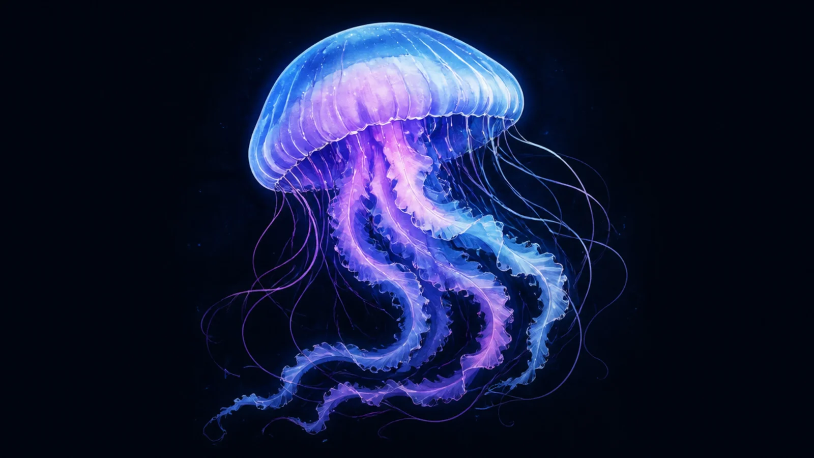 A digital jellyfish painted with soft watercolor-style brushes