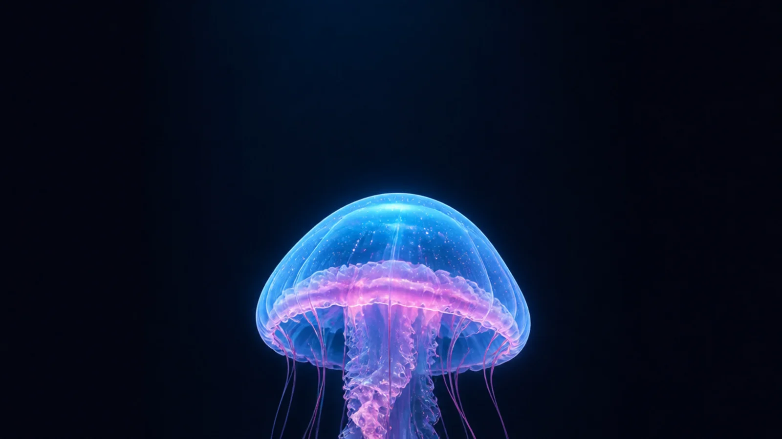 A tall glowing digital jellyfish sized as a phone wallpaper
