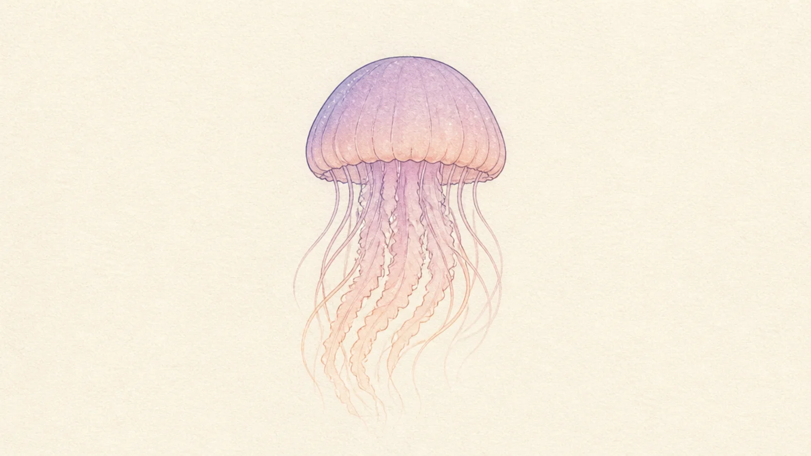 A jellyfish shaded in a soft pastel gradient of lavender and peach